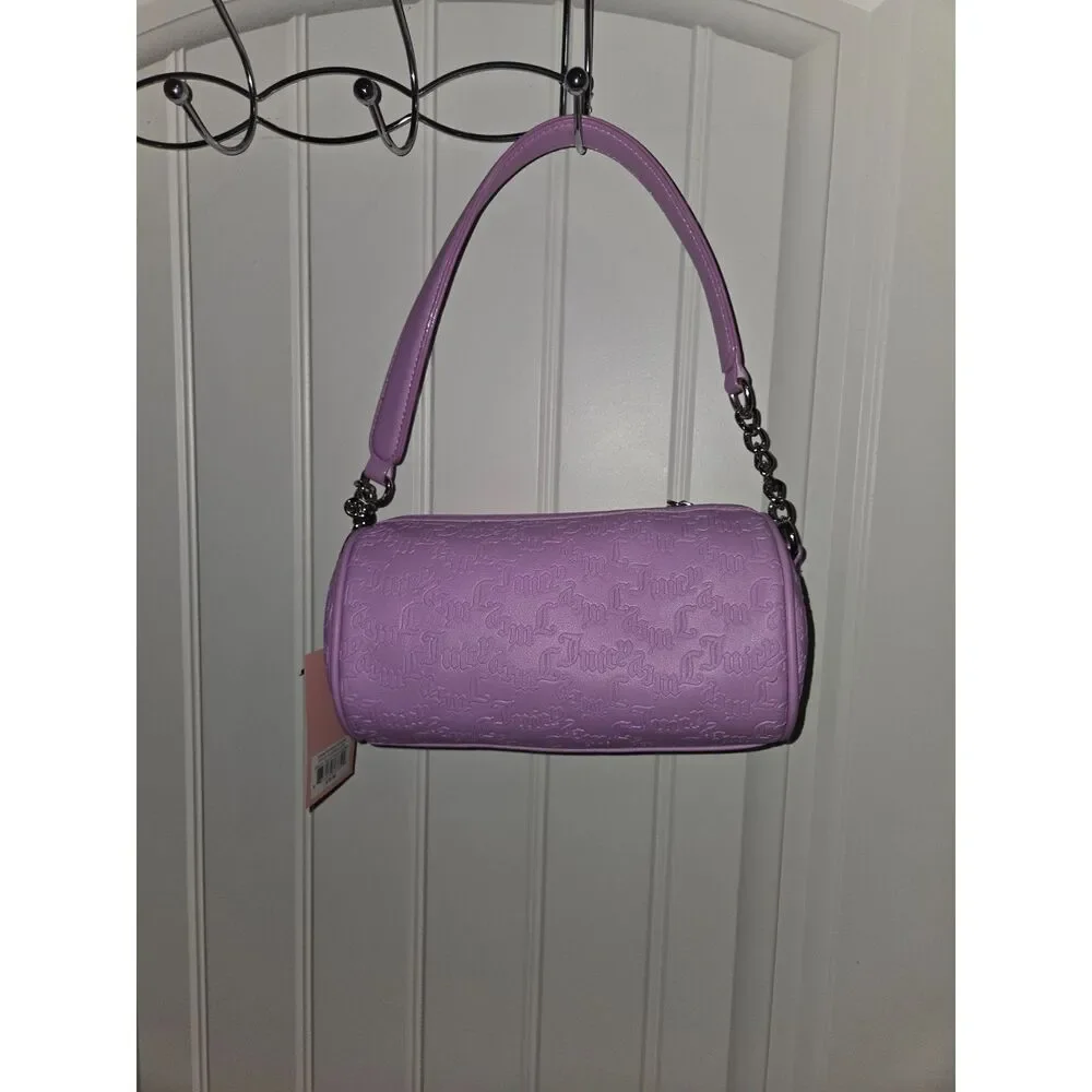 Juicy Couture String of Pearls Roll Bag Violet Purple Rhinestone Shoulder Bag